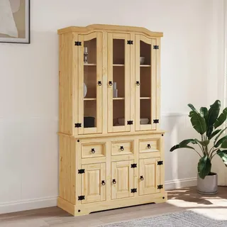 vidaXL Highboard Corona 112x43x191,5 cm Massivholz Mexikanische Kiefer - Braun