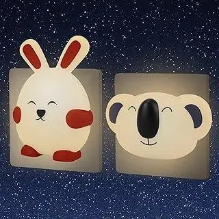 Annmore Nachtlicht Kinder Steckdose mit Dämmerungssensor LED Steckdosenlicht Hase Koalabär Stilllicht Babyzimmer Deko Einchlafhilfe
