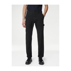 Mens M&S Collection Gerade geschnittene Hose im Utility-Stil mit Stretch - Black, Black, 91 cm Taille