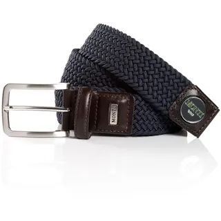 Monti Flechtgürtel Herren Leder/Polyester/Elasthan 3,5 cm breit Blau 95