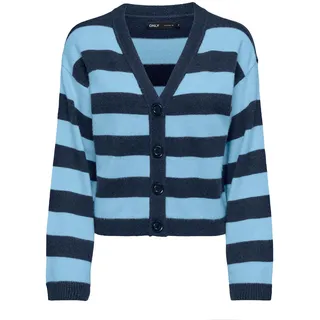 ONLY Damen Strickjacke Onlkatia Ls Stripe V-Neck Cardi Cc KNT, Dress Blues/Stripes:Melange/Clear Sky, S