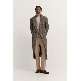 Langmantel BUGATTI "Loose Fit", Herren, Gr. 56, braun (80, braun), 54% Wolle, 20% Polyacryl, 18% Polyamid, 8% Polyester, kariert, loose fit, normaler Saum, Mäntel Langmantel, Zwei-Reiher mit Glencheck-Karo