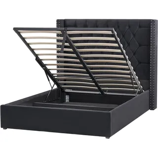Beliani Polsterbett 140/200cm Schwarz Lubbon , Textil , 140x200 cm , Schlafzimmer, Betten, Polsterbetten