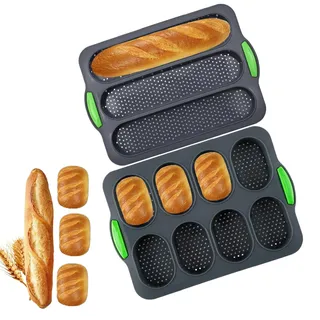 YXIAOO Backform Baguette Backblech Brötchen Brotbackformen Baguetteblech Backen von Baguettebrot Brot Langbrot Hot Dog (Grau, Baguette)