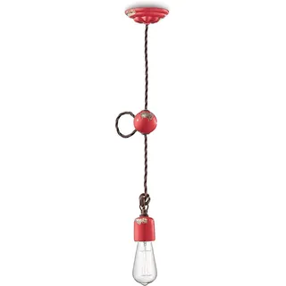 Aufhängung Vintage Keramik Rot 1 Licht E27 - Rot