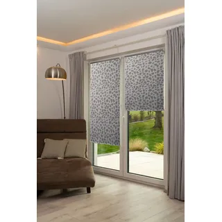K-Home Thermorollo Verdunklungsrollo ohne Bohren Grau Bedruckt B85 x H200 cm