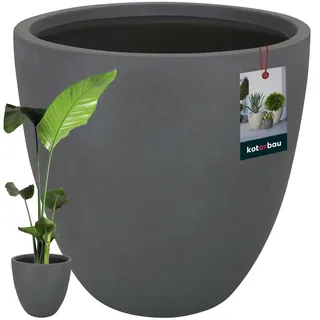 KOTARBAU® Blumentopf groß, Blumenkübel für Zimmerpflanzen ⌀ 46 cm | Orchideentopf, 44 cm hoch, Pflanzkübel groß für Außen & Innen, Übertopf Betonoptik, Blumentöpfe aus Fibreclay, Grau