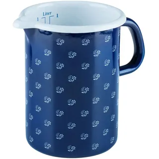 Riess, 0338-074, Küchenmaß Ø 10cm, DIRNDLBLAU, Blau, Emaille, Vol. (rec.): 1,0 Liter, Made in Österreich, LBH: 16,3x11,5x14,9cm, 0,436kg, Deckel, Induktionskocher kompatibel, Gasherd geeignet