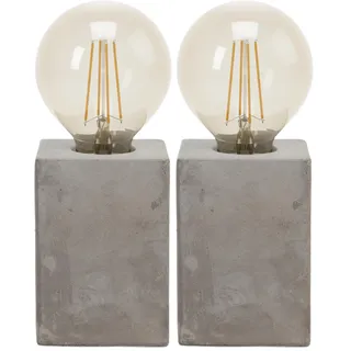 EGLO Tischlampe Prestwick, Tischleuchte Vintage, Industrial, Retro, Nachttischlampe aus Beton in Grau, Lampe mit Schalter, E27 Fassung (Packung mit 2)