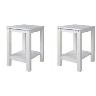 Homestyle4u Nachttisch 2er Set Kiefer weiß 47/38/32 cm X 47 cm , Schlafzimmer, Nachtkästchen