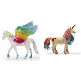 CRAZE Cavally Fantasy | 2er Set Pferde Sammelfiguren Pegasus Jasper Regenbogen Pony mit Glitzerflügeln & Einhorn Dessa mit Buntem Haar