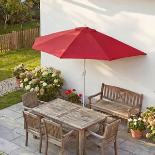 Sonnenschirm halbrund Parla, Halbschirm Balkonschirm, UV 50+ Polyester/Alu 3kg 300cm bordeaux ohne Ständer - Rot