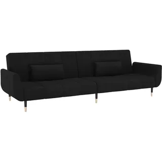 Schlafsofa 2-Sitzer mit 2 Kissen Schwarz Samt - Schwarz