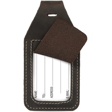 Londo Genuine Leather Luggage ID Tag with AirTag Slot (Chestnut)