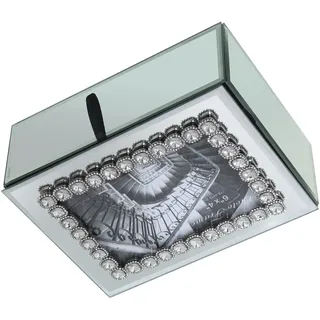 DRW Schmuckkästchen aus Glas und rechteckigem Spiegel im Spiegel, 20 x 15 x 7 cm