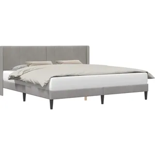 vidaXL Bettrahmen mit Kopfteil Hellgrau 200 x 200 cm Samt - Hellgrau