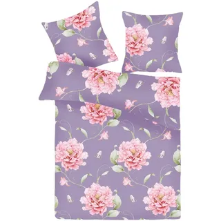 BestLivings Valentina Floral Baumwolle Lila 135 x 200 cm + 80 x 80 cm