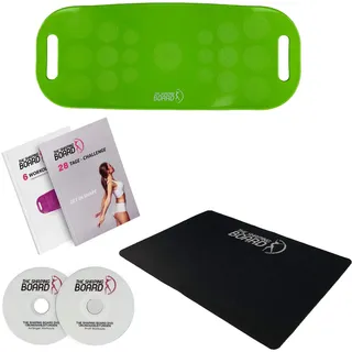 Shaping Board inkl. 28 Tage Challenge, Schritt für Schritt zum Wohlfühl-Körper - Balance Board mit spezieller Unterlage und Zwei DVDs - Grün