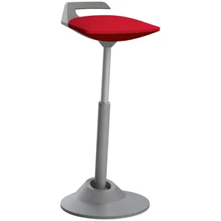 Aeris Bürohocker , Grau, Rot , Metall, Textil , Uni , rund , 38x60-93x38 cm , Made in Germany , Büromöbel, Bürostühle, Bürohocker