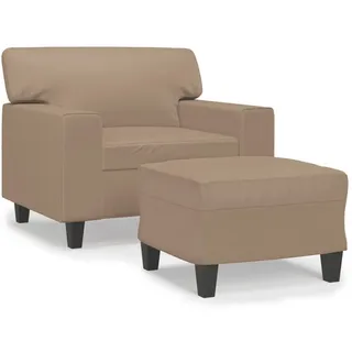 vidaXL Sessel mit Hocker Cappuccino-Braun 60 cm Kunstleder