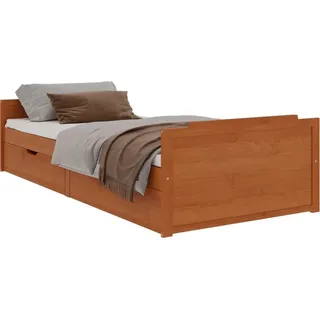 vidaXL Massivholzbett mit Schubladen Honigbraun Kiefer 90x200 cm - Braun