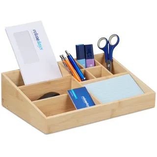 Relaxdays Schreibtisch-Organizer , Holz, Holzwerkstoff , 33x9x21 cm , Büromöbel, Schreibtische