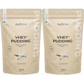 Nutri+ - Protein Pudding Vegan Vanille 2x 450g - Vanillepudding mit 84,8 Eiweiß - nur 113 Kalorien - Low Sugar Dessert - Zuckerarm - Laktosefrei - Kalorienarm - Fettarm - Glutenfrei