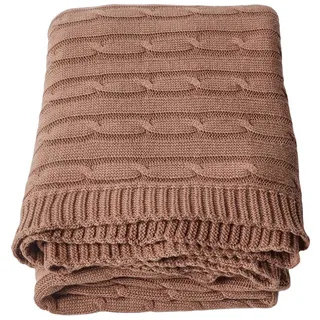 Homescapes Strickdecke 150/200 cm, Baumwolle mit Rautenmuster , Braun , Textil , Uni , Rechteckig , 150x200 cm , Oeko-Tex® , Heimtextilien, Wohntextilien, Decken