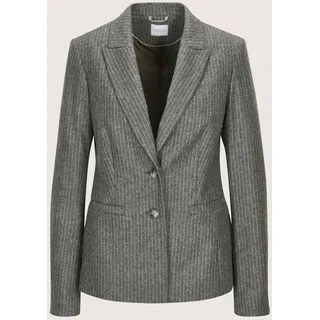 Jackenblazer MADELEINE "Blazer Eleganter Einreiher mit Kreidestreifen", Damen, Gr. 34, weiß (bleigrau, wollweiß, melange), Obermaterial: 67% Wolle mw. 30% Polyamid PA. 3% sonstige Fasern AF., Modern, tailliert, Blazer Jackenblazer, Stilvolles Kreidestreifen-Design