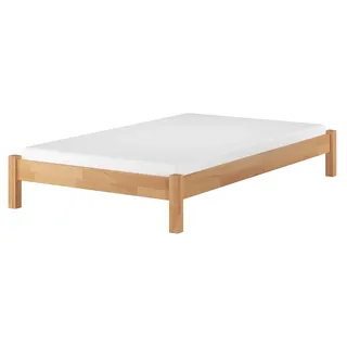 Einzelbett in Überlänge 120x220 Buche-Bettgestell Zubehör wählbar V-60.84-12-220Rollrost und Matratze inkl. - Naturbelassen