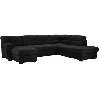 Mivano Wohnlandschaft Royale, Zeitloses Bettsofa in U-Form mit Schlaffunktion, kleinem Bettkasten und hohen Rückenlehnen, 316 x 90 x 230, Mikrofaser, schwarz