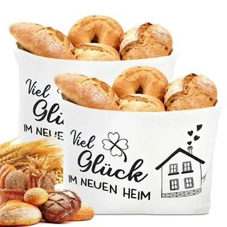ZMCVOE Brotkorb Stoff, 2 Pcs Groß Brötchenkorb Stoff für Geschenk Zum Einzug, Faltbar Brotkörbchen für Aufbewahren Von Backwaren (Cremeweiß)