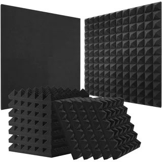 VEVOR Akustikschaumstoff Akustikpaneele, 24er-Set 30 x 30 x 5 cm, Pyramidenförmige schalldichte Wandpaneele, Akustikplatten, Akustikschaumstoff-Matten für Studiowände und -decken, Schwarz