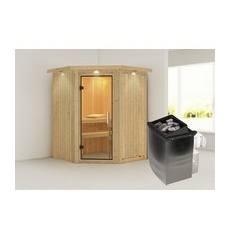 KARIBU Sauna »Tartu«, inkl. 9 kW Saunaofen mit integrierter Steuerung, für 3 Personen - beige