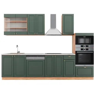 Vicco Küchenzeile Fame-Line 300 cm Eiche grün-gold