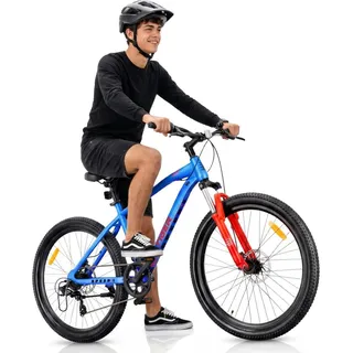 Mountainbike 26 Zoll MTB Tiger Bike 7 Gang Shimano Scheibenbremsen Federgabel blau orange - Blau
