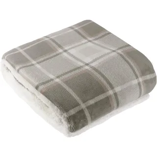 Wylder Braemar Überwurf – weiche, gemütliche Sherpa-Fleece-Decke mit Schottenkaro-Muster (Grün/Natur, 140 x 180 cm)