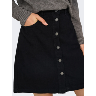 Jeansrock ONLY "ONLFARRAH REG BOX DNM GUA", Damen, Gr. 34, schwarz (schwarz denim), Denim/Jeans, Obermaterial: 100% Baumwolle, unifarben, figurbetont kniefrei, Röcke Jeansrock