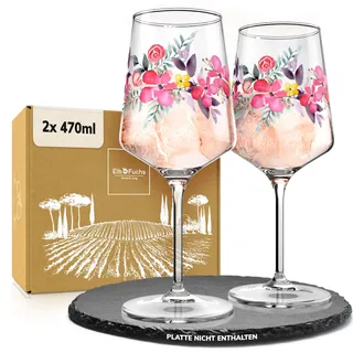 ElbFuchs® Aperitifgläser (2x470 ml) Serie Rosé Garden [GESCHENKIDEE] Spülmaschinenfest & robust, Bunte Wein- und Cocktailgläser beliebt für Spritz-Getränke, Hugo, Negroni, Limoncello, u.v.m.