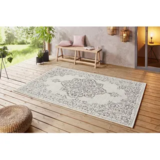 NORTHRUGS In- und Outdoor Teppich 240x340 cm Wetterfest Orientalisch Vintage-Design mit Medallion Teppich Terrassenteppich Balkonteppich KüchenTeppich Badteppich Wohnzimmerteppich Wasserfest in Beige