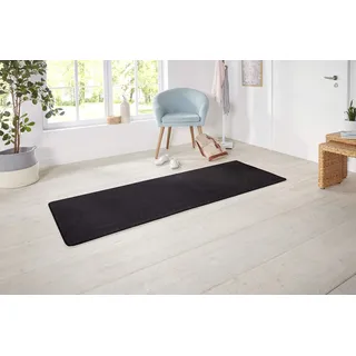 HANSE HOME Nasty Läufer – Flauschiger Kurzflor Teppich Einfarbig Unifarben für Esszimmer, Kinderzimmer, Flur, Schlafzimmer, Küche – Uni Schwarz, 80x300cm