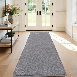 SHACOS Langer Läufer Flur 80x200 cm Grau Läufer Teppich Teppichläufer rutschfest Modern Weich Flurteppich Flurläufer Lang Küchenteppich Waschbar Teppich Flur Läufer für Küche, Eingang, Wohnzimmer