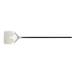 SCHNEIDER Pizzaschaufel, Alu perforiert, Pizzaschieber aus Aluminium zur Selbstmontage, Stiel schwarz 150 cm, Schaufel 36 x 38 cm