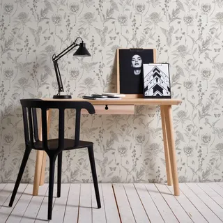 A.S. Création Blumentapete Weiß Schwarz - Tapete Wohnzimmer Schlafzimmer 394292 - Vliestapete Dschungel - 10,05 m x 0,53 m für 5,33m2 - Made in Germany