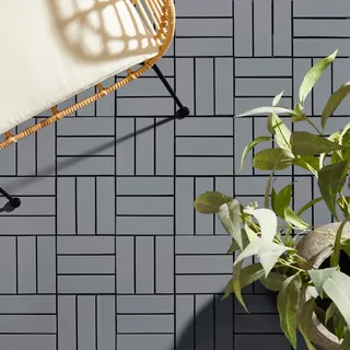 Ambia Garden Terrassenfliese , Grau, Schwarz , Holz, Kunststoff , Akazie , massiv , 30x2.4x30 cm , Teppiche und Böden, Terrassenböden & Balkonböden, Terrassenfliesen