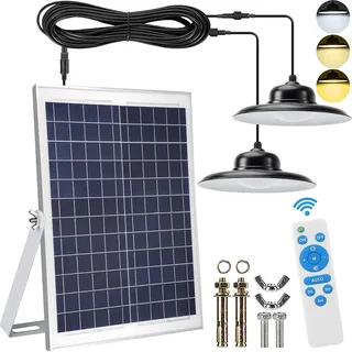 LED Solarlampe Außen Solar Pendelleuchte IP65 Wasserdichte Garten Sensor Hängelampe, Fernbedienung Dimmbar, 2 Lampen