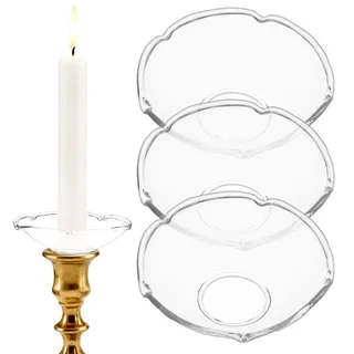 3 Stück Tropfenfänger für Kerzen Glas Kerzenhalter Dekorativer Tropfschutz Kerzenringe für Stabkerzen Kommunion für Hochzeit Wohnzimmer Weihnachten Kerzenständer, Blütenblatt