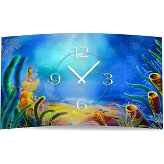 Meeresgrund Designer Wanduhr modernes Wanduhren Design leise kein ticken dixtime 3DS-0095 - Blau