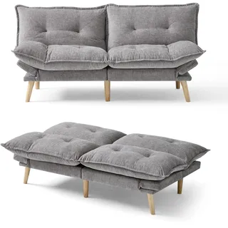 LINSY HOME Schlafsofa 2-Sitzer mit Schlaffunktion, Klappsofa aus Chenille, 180x106 cm Liegefläche, 3 Fach Verstellbare Rückenlehne, Bettsofa für Wohnzimmer & Schlafzimmer - Hellgrau