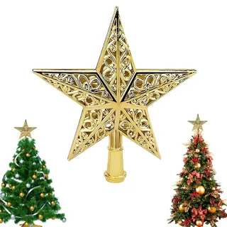 Weihnachtsbaumspitze Stern, Spitze für Weihnachtsbaum, Christbaumspitze Stern Gold, Christbaum Spitze, Weihnachtsstern Baumspitze, Goldene Weihnachtsbaum für Allgemeine Größe Baumspitze